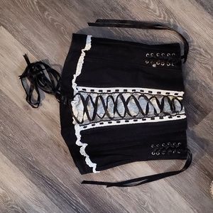 Corset top, Tripp, adjustable, black and white